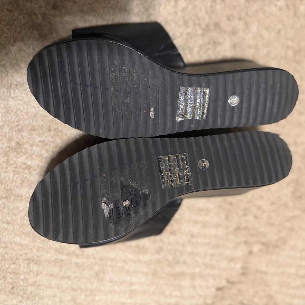 Joe Fresh Black Chunky Platform Slide Sandals Women Size 6 Minimalist 90s Style - Picture 4 of 5
